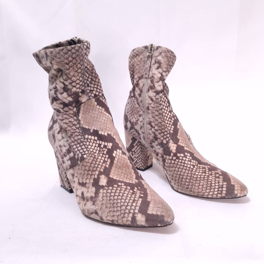 Steve Madden Elory Snake Print Block Heel Ankle Boots 6.5M Mobwife Bootie Zip Up